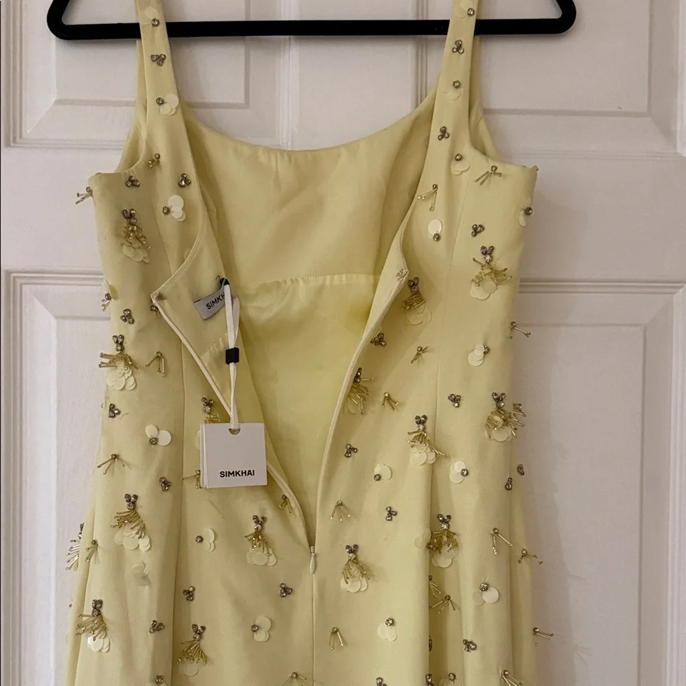 SIMKHAI - NEW - Sleeveless Yellow Floral Maxi Dress with Embellishments - Picture 5 of 5